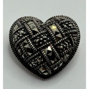 Judith Jack Sterling Silver Marcasite Heart Brooch Pin